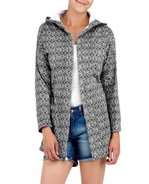 NARZUTKA Z KAPTUREM W DROBNE ROMBY CZARNA (8023)