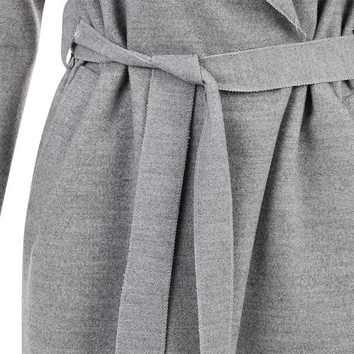 PŁASZCZ Z PASKIEM WATERFALL SZARY (8118)