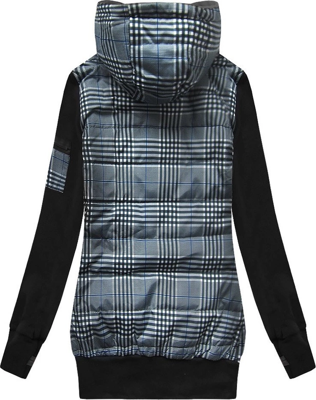 Bluza z łączonych materiałów granatowo-czarna (AMG-611A)