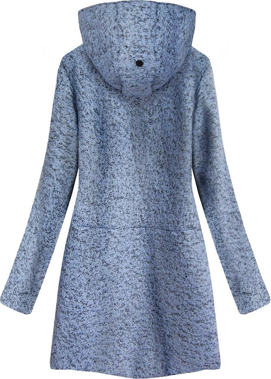 KRÓTKI DAMSKI PŁASZCZ Z KAPTUREM BŁĘKITNY (516ART)