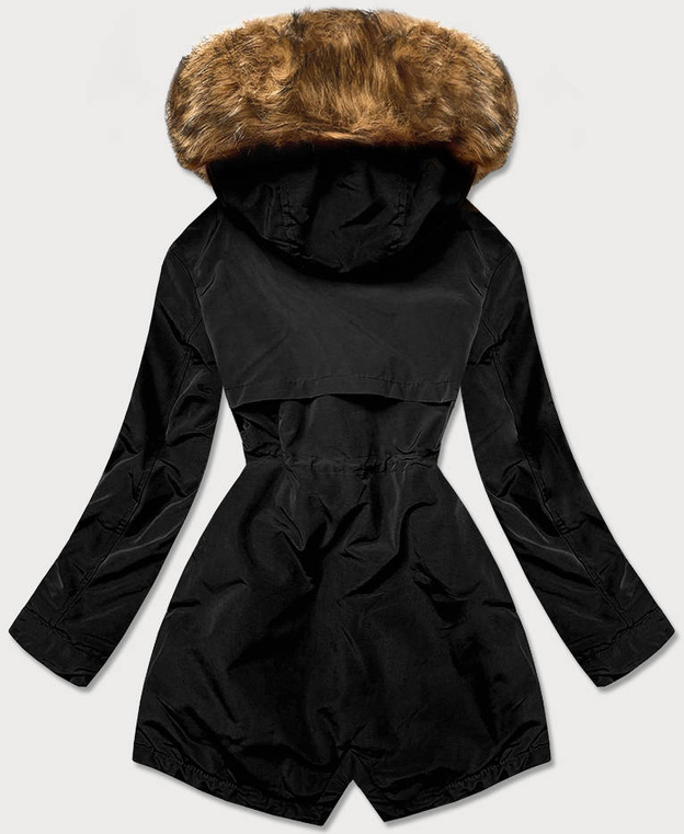 Zimowa parka damska na futrze czarna (m21312)