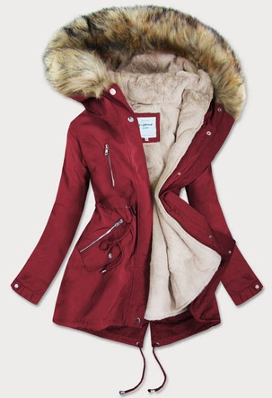 DAMSKA PARKA Z PODPINKĄ CZERWONA (3399B)