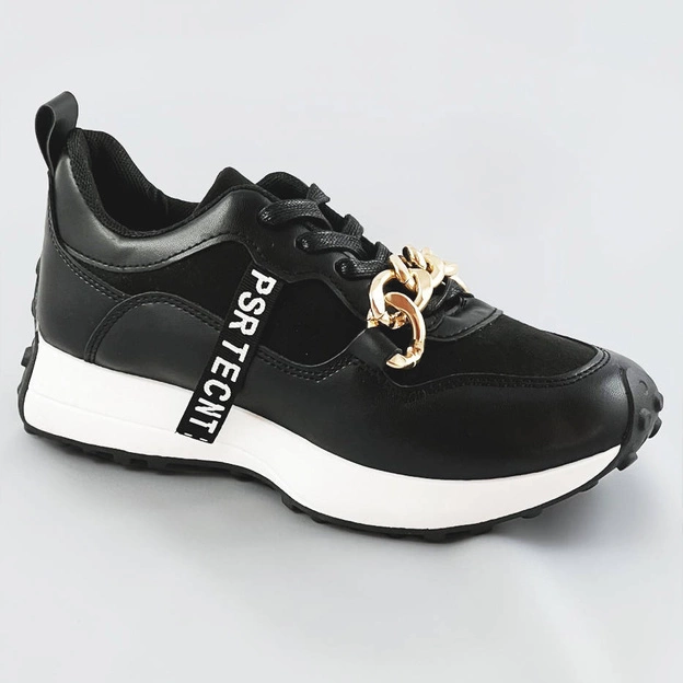 Buty sportowe z łańcuchem czarne (n-206)
