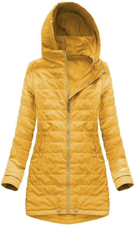 DWUSTRONNA PARKA Z KAPTUREM MUSZTARDOWA (W0232)