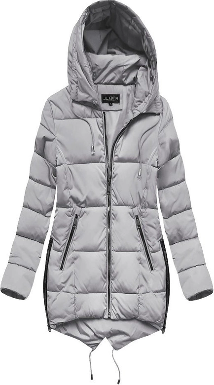 PIKOWANA KURTKA Z KAPTUREM SZARA (X857X)