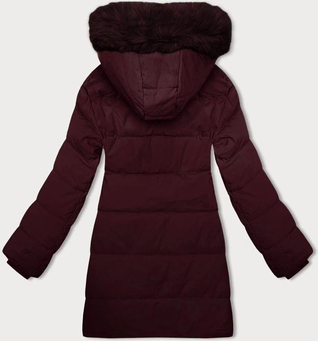 Zimowa kurtka damska z kapturem J Style bordowa (16M9099-06)