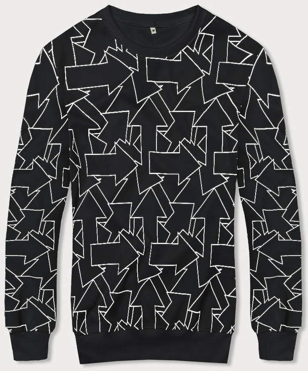 Męska bluza geometryczny wzór czarna (8B1111-3)