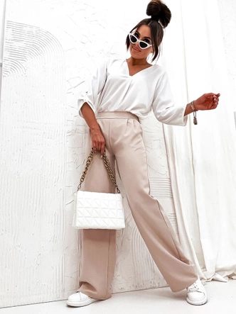 Eleganckie spodnie damskie beżowe (8247)