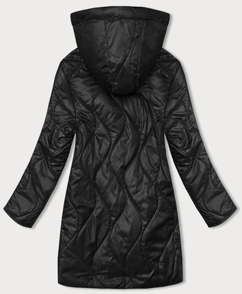 Damska kurtka z odpinanym kapturem czarna (B8218-1)