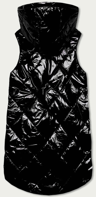 BŁYSZCZĄCA KAMIZELKA Z KAPTUREM CZARNA (7005BIG)