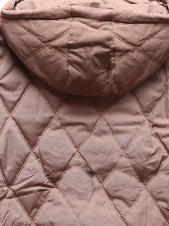 Pikowana kurtka z ozdobnymi ściągaczami oliwkowa (16M9086-84)