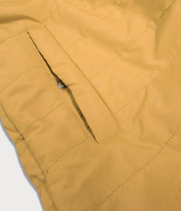 DWUSTRONNA PARKA DAMSKA Z KAPTUREM GRANATOWO-ŻÓŁTA (W354)