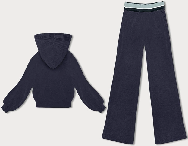 Prążkowany komplet damski granatowy (AMG-341A)