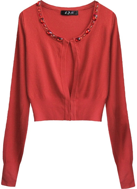 KRÓTKI ZDOBIONY SWETEREK CZERWONY (X1518X)