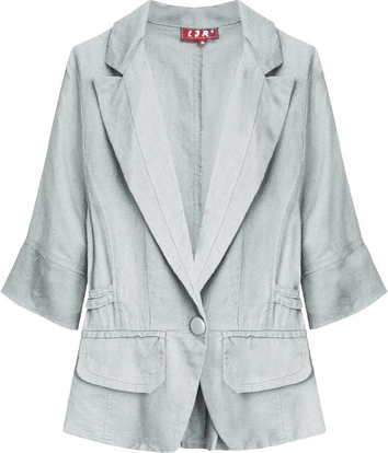 WEŁNIANY ŻAKIET Z KRÓTKIM RĘKAWEM SZARY (X1021X)