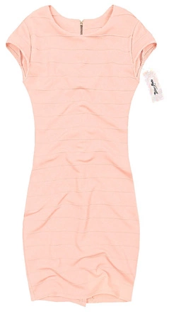 BANDAŻOWA SUKIENKA Z ZAMKIEM PUDROWY RÓŻ (210F)