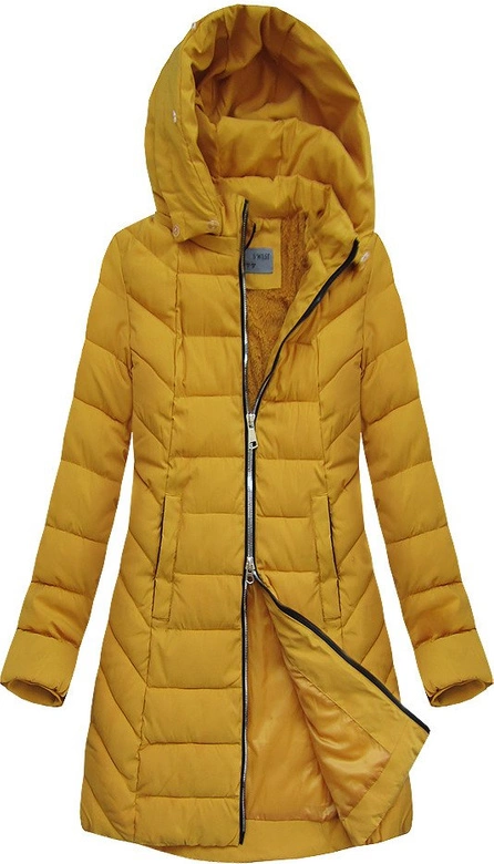 PIKOWANA KURTKA Z KAPTUREM ŻÓŁTA (B2645)