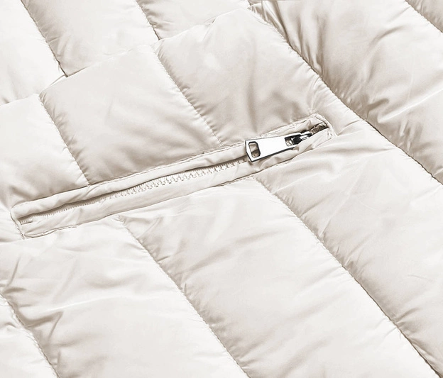 Dwustronna kurtka damska zimowa granatowo-beżowa (2M-21508)