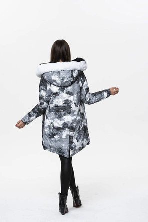 DWUSTRONNA DAMSKA KURTKA ZIMOWA MORO BIAŁA/CZARNA (X003X)