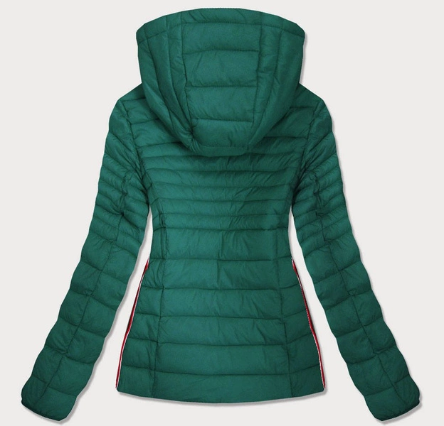 Pikowana kurtka damska z wstawkami zielona (7242)