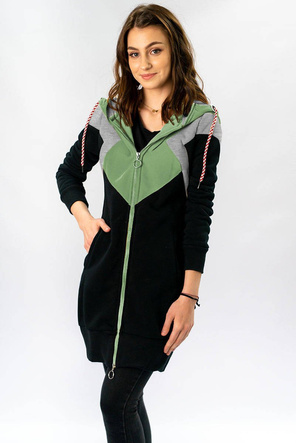 TRÓJKOLOROWA BLUZA DAMSKA KHAKI-SZARO-CZARNA (701)