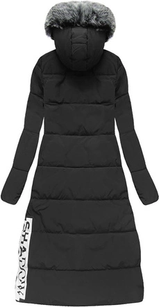 PŁASZCZ DAMSKI ZIMOWY Z PUCHEM NATURALNYM CZARNY (7078)