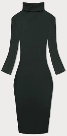  Dopasowana sukienka w prążki z golfem Rue Paris ciemny khaki (5133)