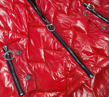 PIKOWANA DAMSKA KURTKA ZIMOWA CZERWONA (B9540)