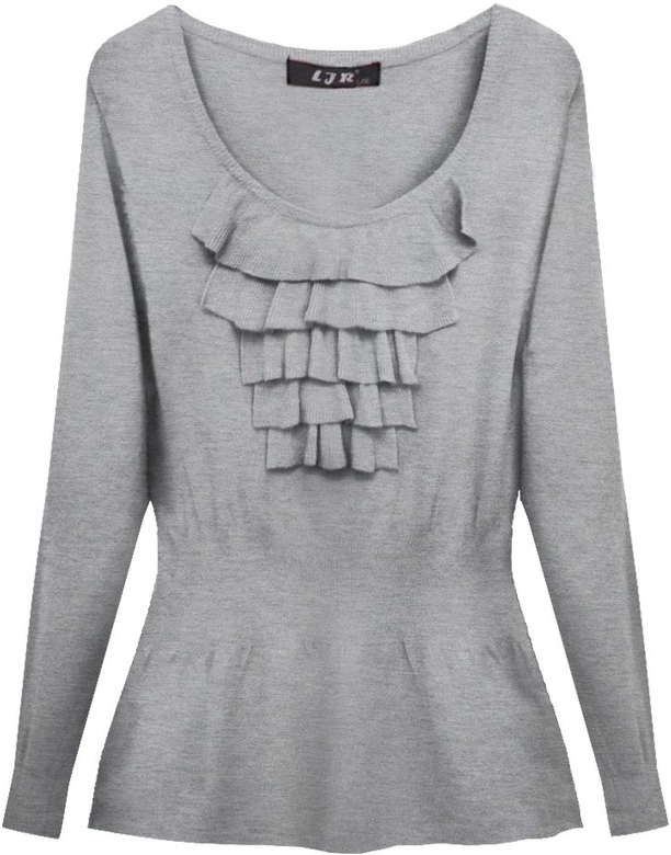 SWETER Z ŻABOTEM JASNOSZARY (1527)