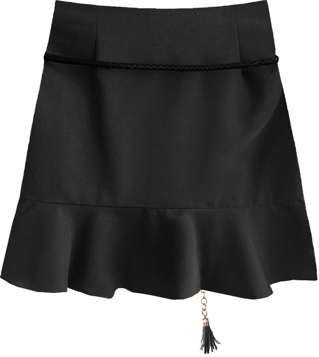 KRÓTKA SPÓDNICA Z FALBANĄ CZARNA (6158/1)