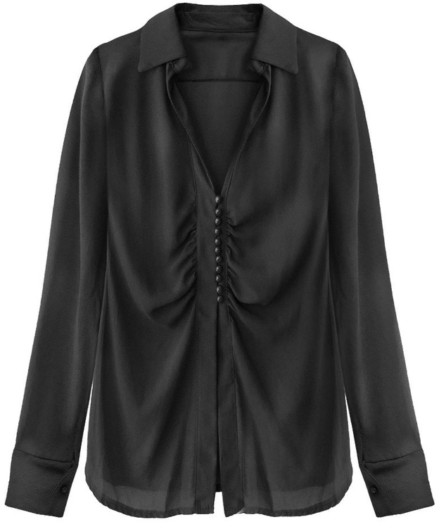 ZWIEWNA KOSZULA Z PERŁOWYMI GUZIKAMI CZARNA (186ART)