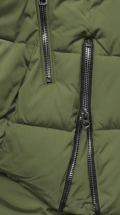 PIKOWANA KURTKA Z KAPTUREM KHAKI (X857X)