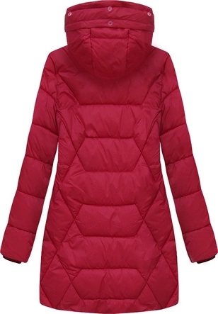 PIKOWANA DAMSKA KURTKA ZIMOWA Z KAPTUREM CZERWONA (B2644)