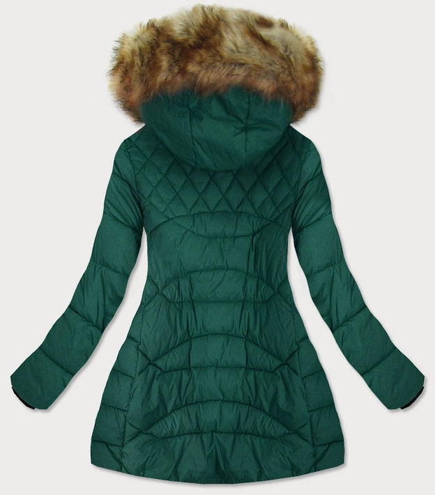 PIKOWANA KURTKA DAMSKA Z KAPTUREM ZIELONA (808BIG)