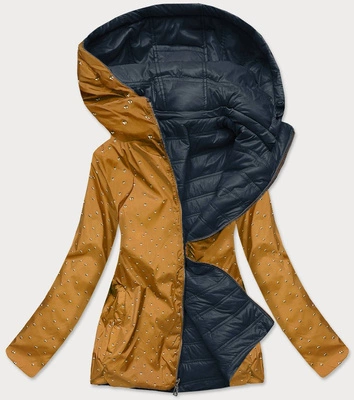 PIKOWANA DWUSTRONNA KURTKA DAMSKA GRANAT/MUSZTARDA (RQW6308)