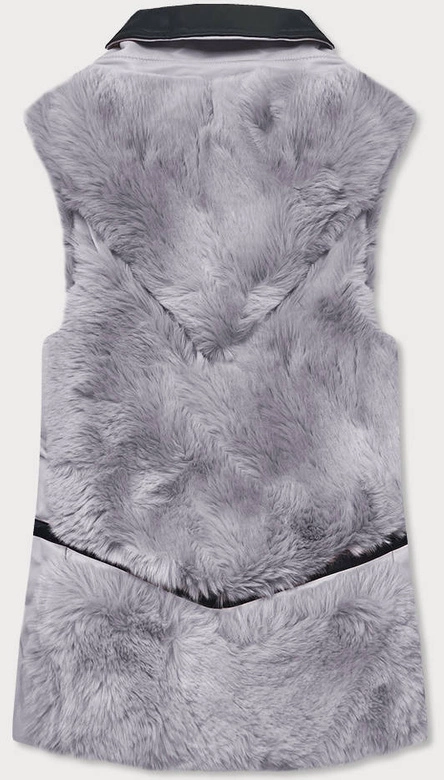 Elegancka kamizelka ekoskóra i futro szara (br9593-102)