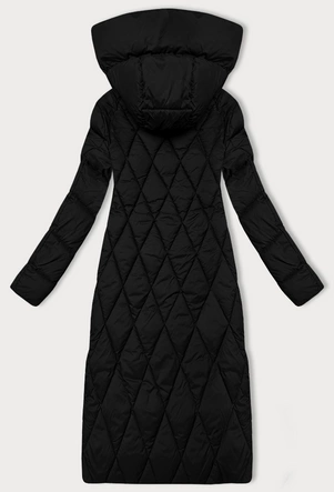Długa zimowa kurtka damska z kapturem Libland czarna (7832)