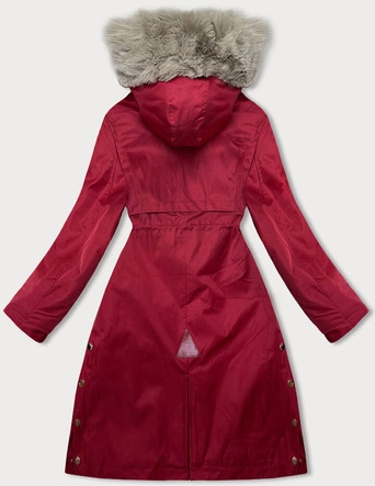 Damska parka z futerkiem czerwona (5M3180-270)