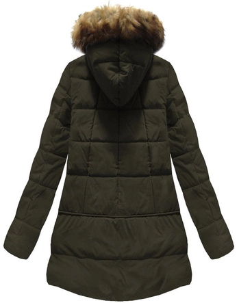 KURTKA DAMSKA ZIMOWA Z PUCHEM NATURALNYM KHAKI (8061)