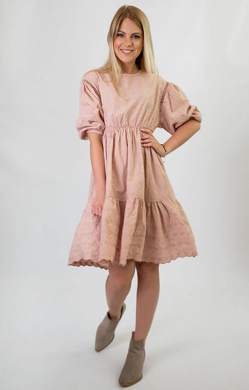 SUKIENKA Z BUFIASTYMI RĘKAWAMI ANTYCZNY RÓŻ (615ART)