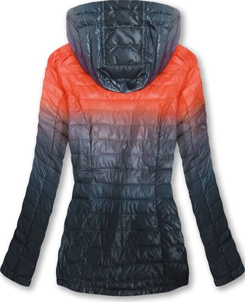 KURTKA OMBRE Z KAPTUREM POMARAŃCZOWO-CZARNA (W616BIG)