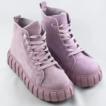 Sznurowane trzewiki z imitacji zamszu wrzosowe (xa057)