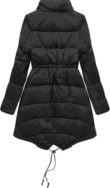 ZIMOWA PIKOWANA KURTKA DAMSKA Z KAPTUREM CZARNA (Y6202)