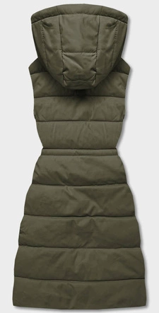 Puchowy bezrękawnik damski z kapturem army (CAN-860)