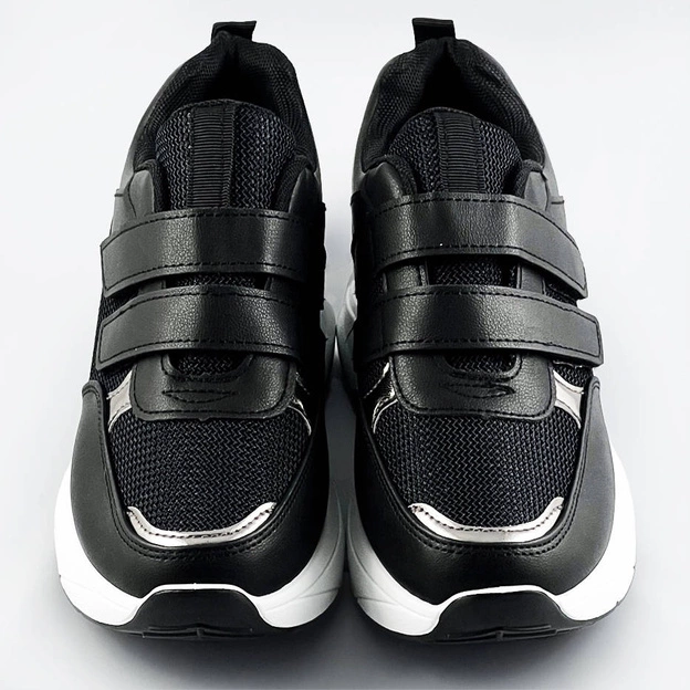 SPORTOWE BUTY DAMSKIE NA RZEPY CZARNE (CUD-63)