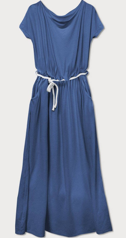 LUŹNA SUKIENKA MAXI W GUMKĘ NIEBIESKA (593ART)