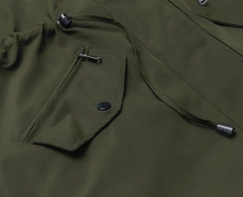 Cienka parka dwustronna damska army-czarna (16M9081-136)