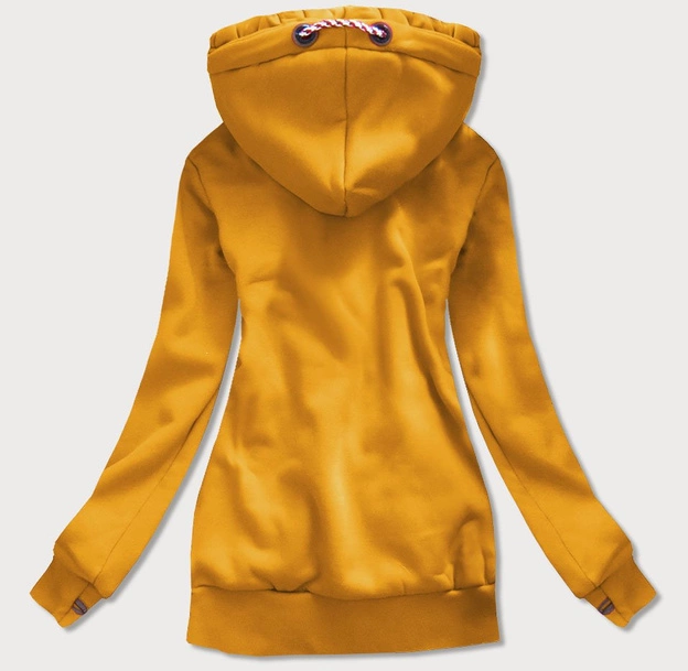 DŁUGA DAMSKA BLUZA DRESOWA Z KAPTUREM ŻÓŁTA (725)