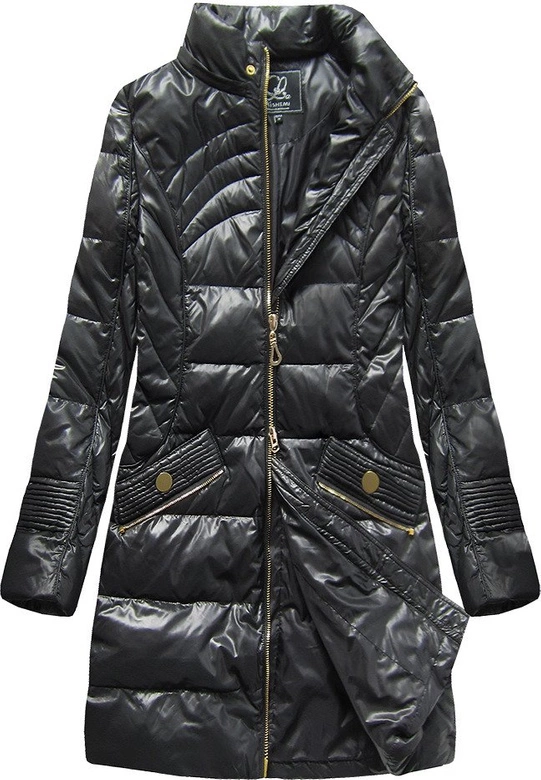 PIKOWANA KURTKA Z KAPTUREM CZARNA (1142)