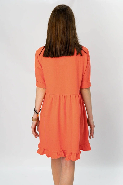 BAWEŁNIANA SUKIENKA OVERSIZE POMARAŃCZOWA (305ART)